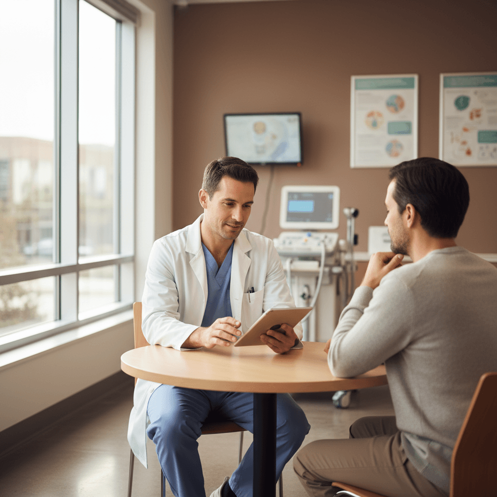 Médecin spécialiste en consultation avec patient