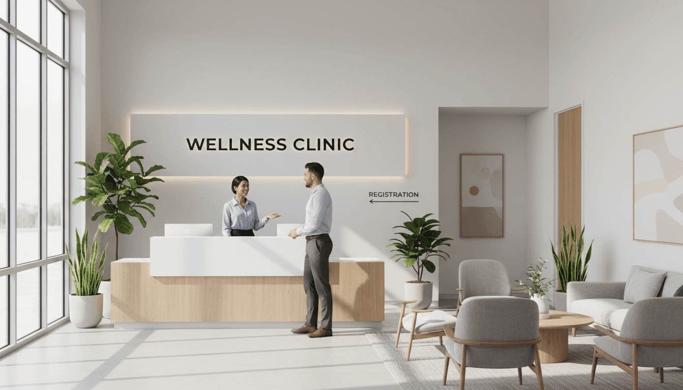 Accueil moderne de la clinique avec personnel bienveillant
