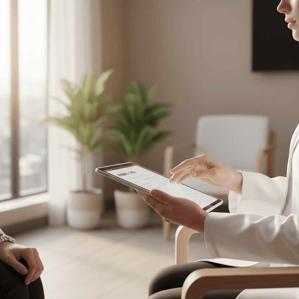 Consultation médicale privée avec un spécialiste et une patiente satisfaite discutant du traitement à Netanya